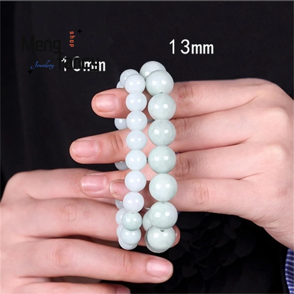 Natural Myanmar A-goods Jadeite Green White Bracelet Ice Jade Couple Exquisite Handicraft Simple Luxury Quality Fashion Jewelry