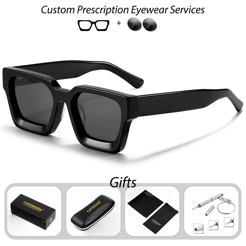 CATERSIDE Vintage Herren-Korrektionsbrille, verdickte quadratische optische Sonnenbrille für Damen, modische Brille für Outdoor-Fahrten – Detail 5