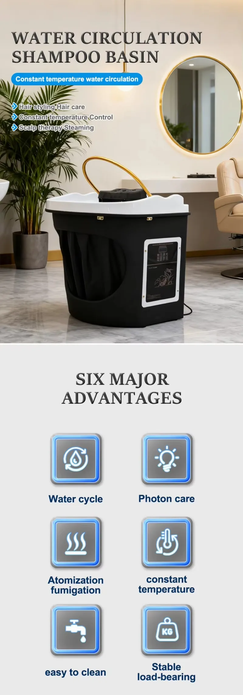 Head Spa Head Basin With Tubing Acrylic Head Treatment Shampoo Basin Water Circulation Steam System