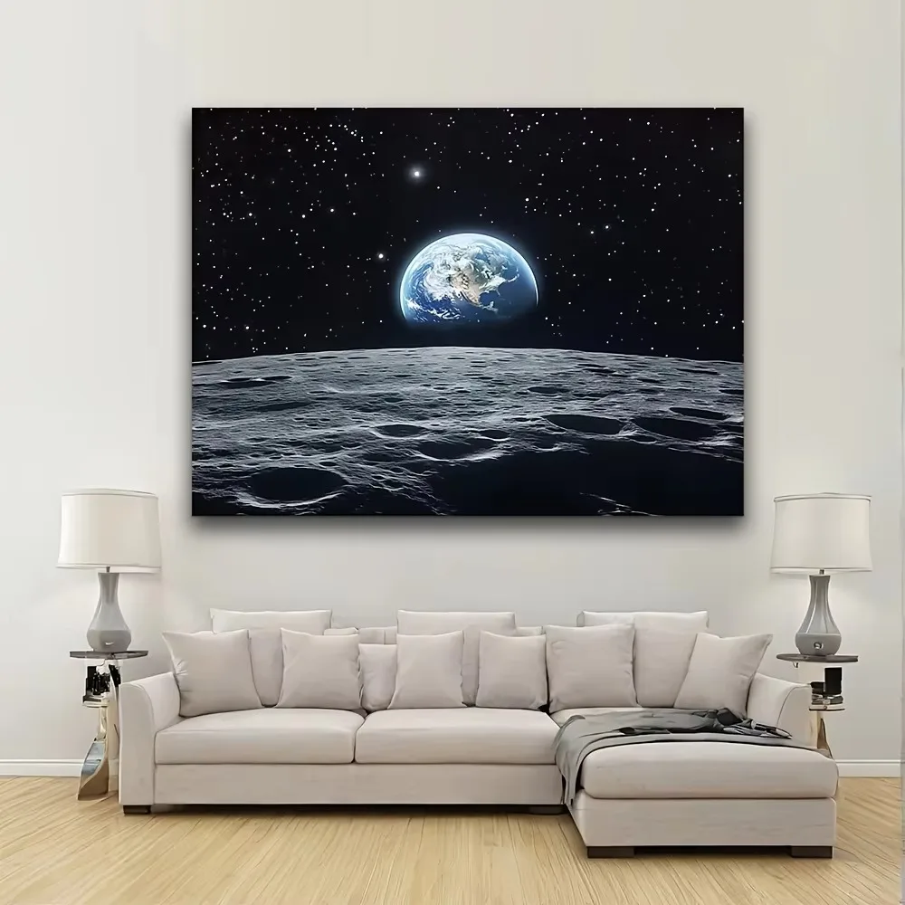 Hintergrundbanner mit Weltraum-, Erde-, Mond- und Sternmotiv, Kindergeburtstag, Heimdekoration, Fotografie-Hintergrundstoff