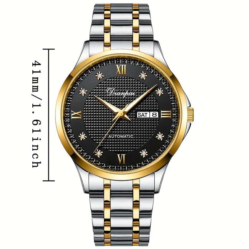 Fully automatic ultra-thin mechanical watch, steel band men\'s watch, waterproof luminous watch