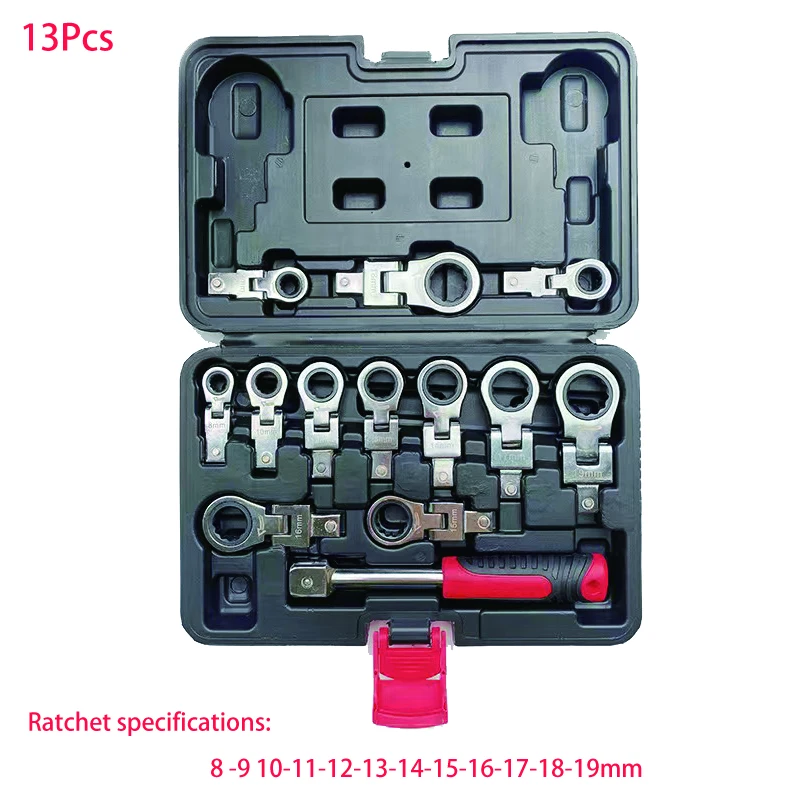 Ratchet Wrench Shaking Spanner Head Interchangeable Combination Set Rotatable 180 °Removable Flexible Torque Spanner