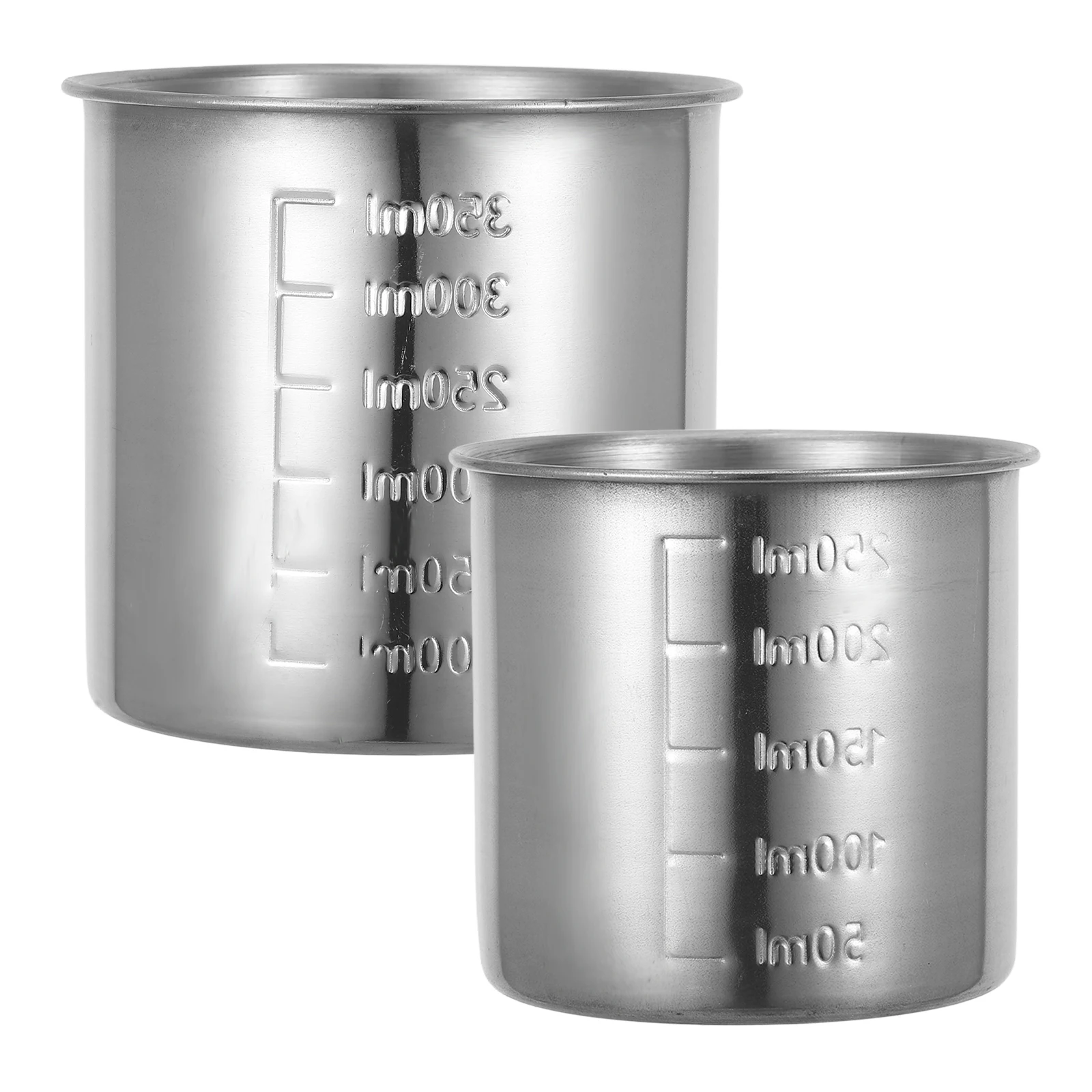 

2 Pcs Stainless Steel Measuring Cups 250ml 350ml Kitchen Baking Rice Flour Scaled Container Lightweight Portable Tool