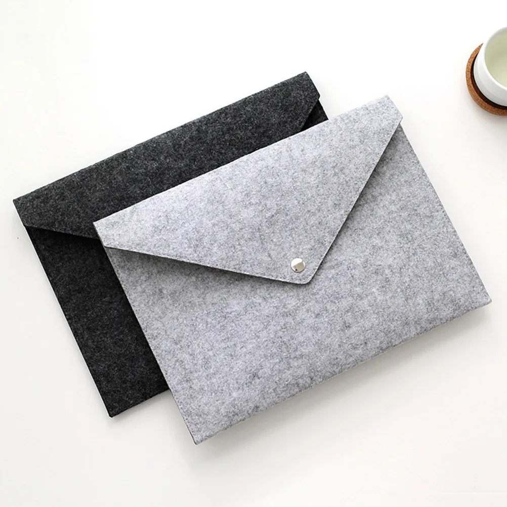 

Dark Grey A4 Felt Folder Pocket Portable Paper Organizer with Button Snap for Files Documents Letters Daily Use Business Travel