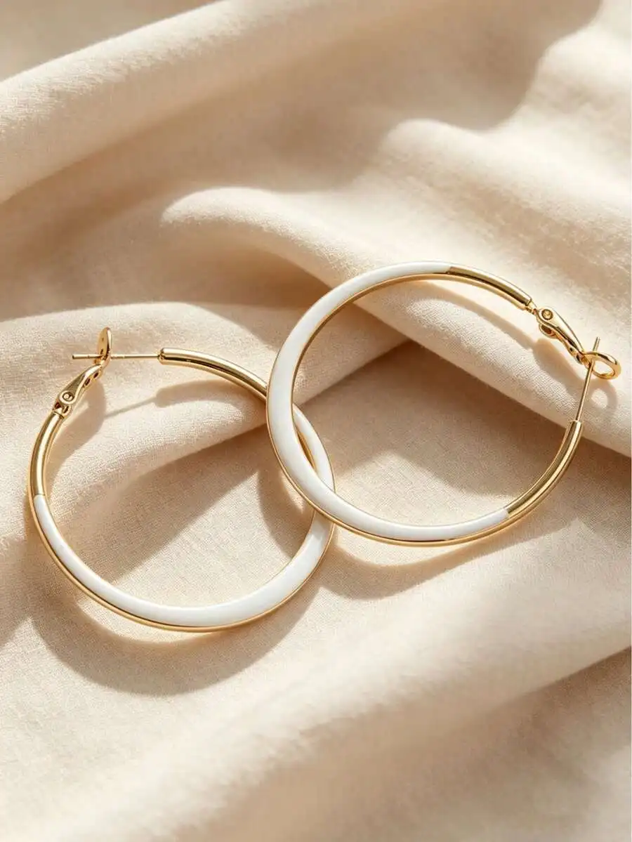 Elegant Korean Style Resin Drop Hoop Earrings