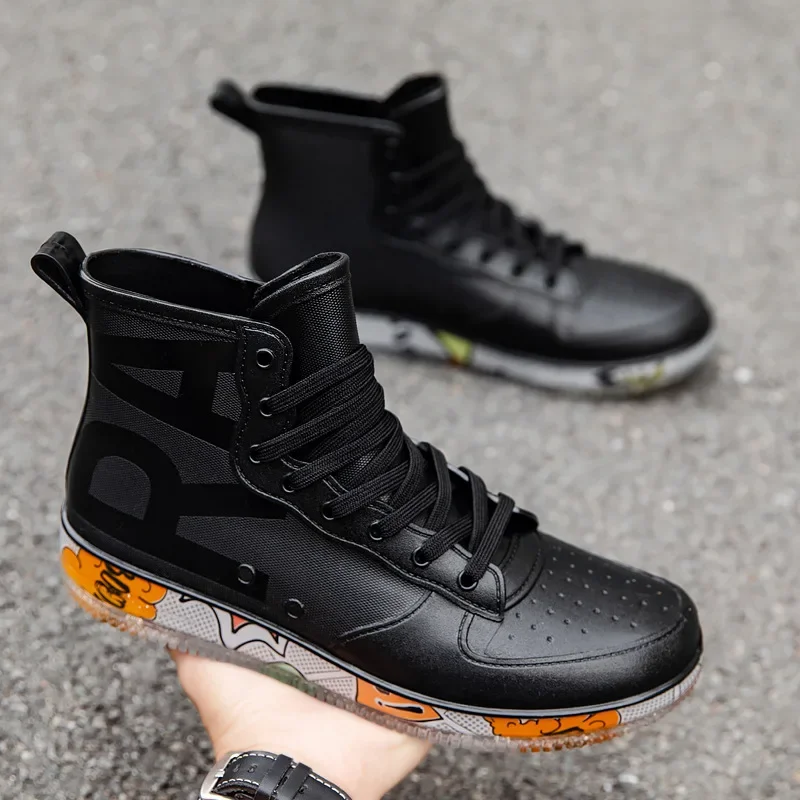 

Men's Sports Shoes Rain Boots Round Toe Rainboots None Ankle Tassel Boots Men's Rain Shoes Botines Para Hombres Zapatillas Male