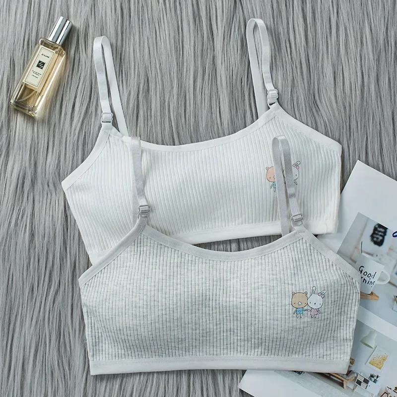 Soft Cotton Adjustable Bralette for Teen Girls 8-16 Years Printed Sport Training Bras Puberty Schoolgirl Underwear