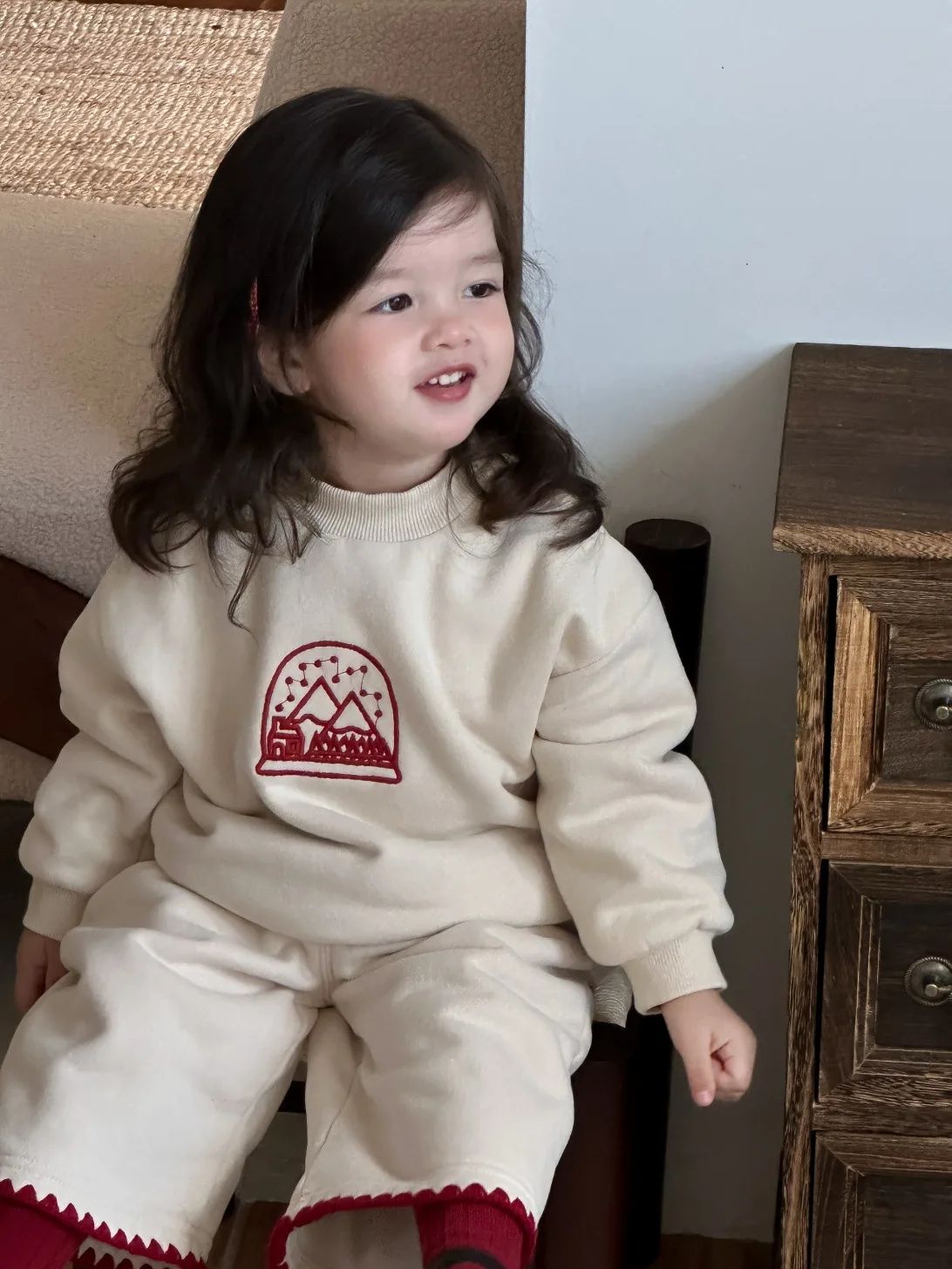 

2025 Winter New Kids Girls Warm Clothes Set Children Thick Fleece Casual Sweatshirt + Pants 2pcs Suit Baby Toddler Outfits