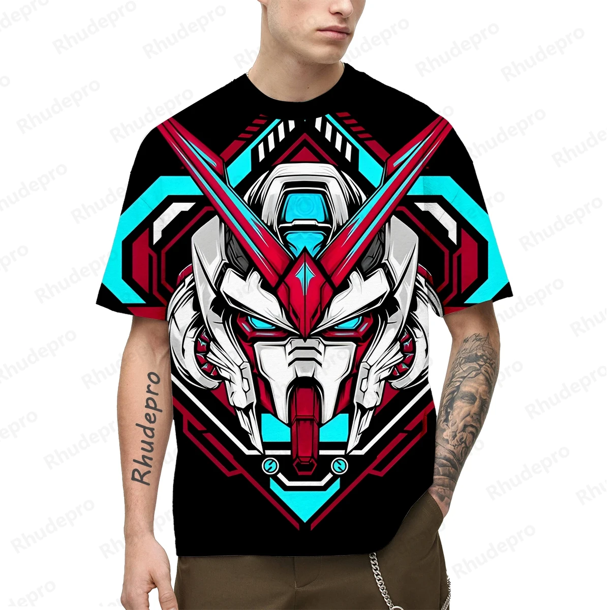 Gundam Model T Shirt For Men Printed T-shirt Anime Cosplay Children's Men's Trend Summer Oversized High Quality Y2k Fashion