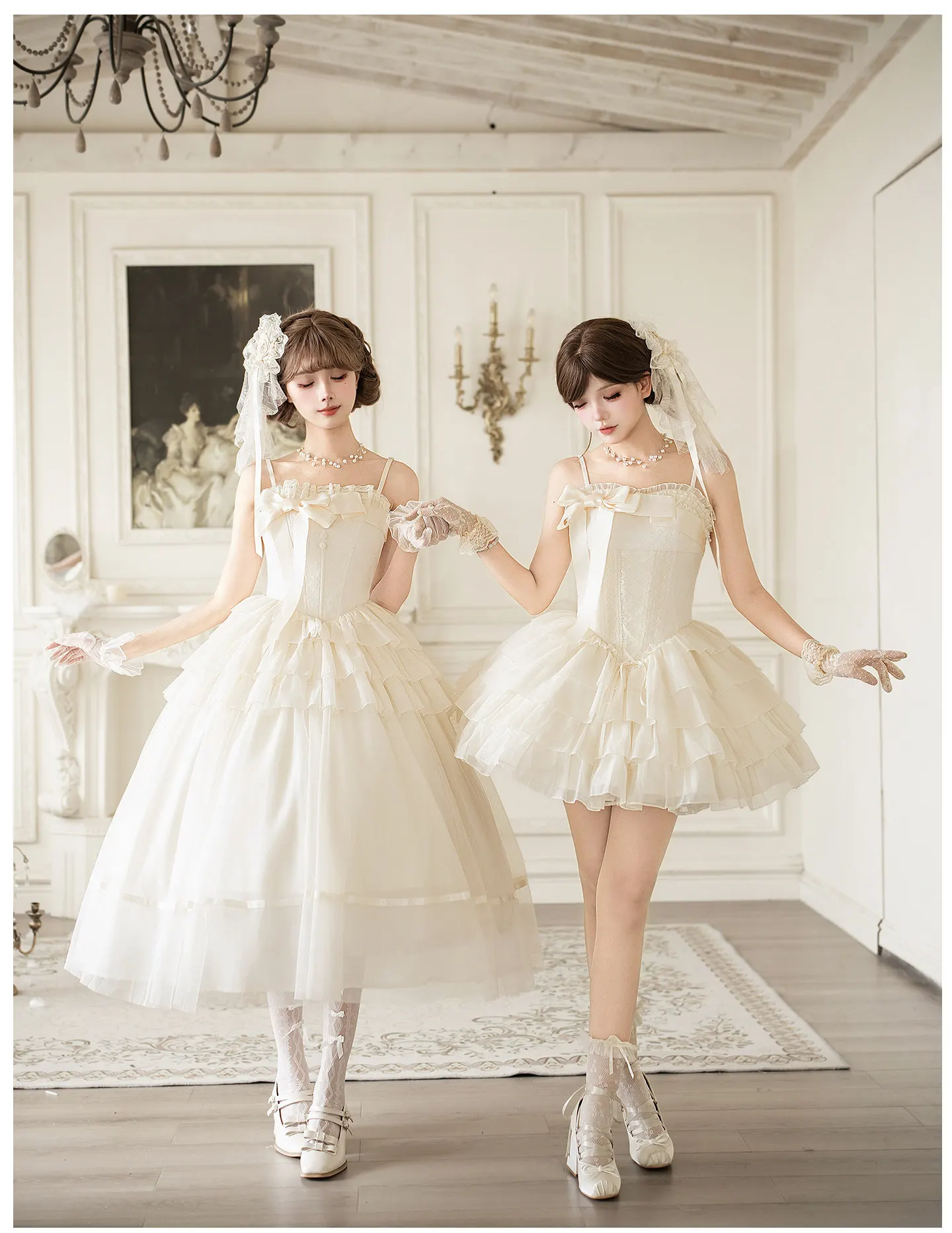 

Sweet Lolita Jsk Dress For Women Princess A-line Puffy Dress With Waistbone White Gothic Lolita Dress Kawaii Cosplay Party Dress