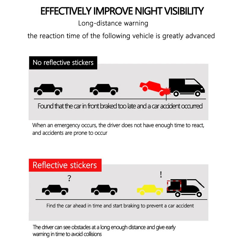 Pegatina de advertencia reflectante para camión, pegatina de seguridad reflectante para conducción nocturna, pegatina de advertencia trasera para