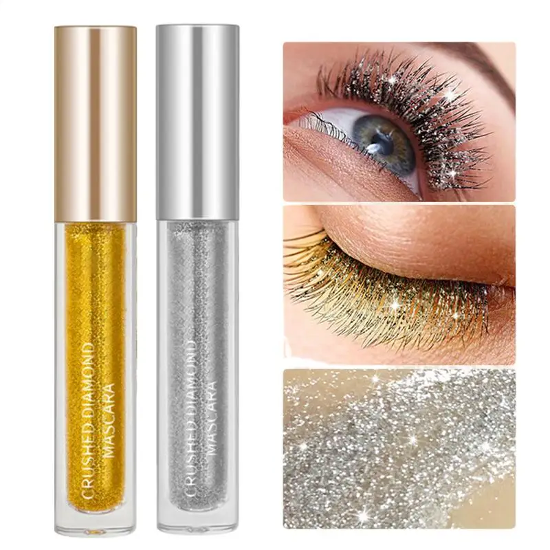 Brokatowy tusz do rzęs Diamond Mascara Shining Galaxy Sequins Odporny na pot brokatowy tusz do rzęs Szybkoschnący, trwały, podkręcający, gruby tusz do rzęs