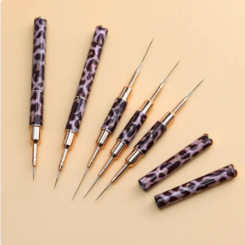 Doppia testa stampa leopardo acrilico francese striscia disegno pittura penna nail art fodera pennelli gel smalto nail art strumenti per manicure