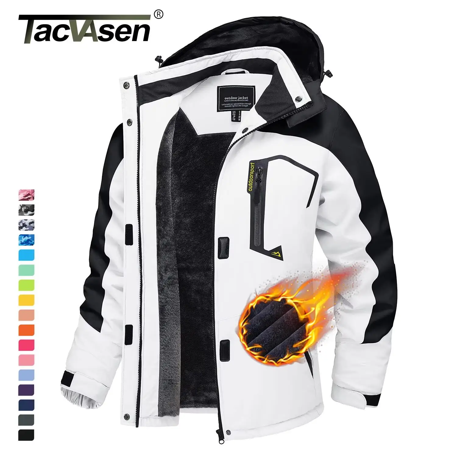 TACVASEN Women Winter Fashion Ski Snowboard Jacket Thermal Fleece Waterproof Fish Casual Work Rain Jacket Coat Windbreaker Parka