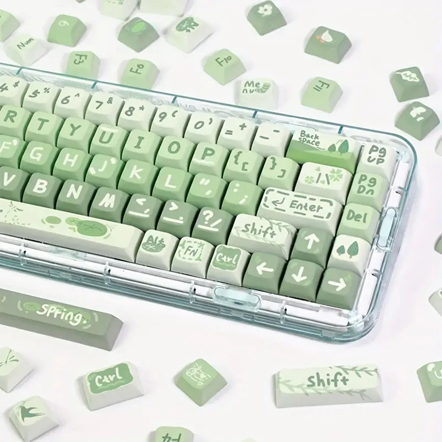 Keycaps PBT-materiaal Mechanisch toetsenbord Keycap Sublimatieproces Warmteoverdrachtproces Lente Groen Thema Kleurenpatroon