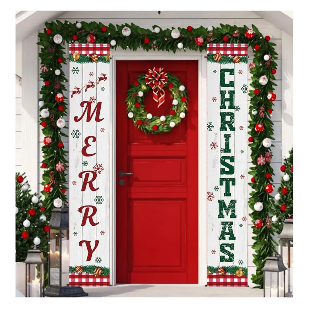 1 Pair Christmas Couplet Scene Layout Thicker Xmas Porch Sign Hanging Banner Party Supplies