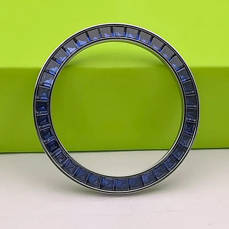 Set mit Diamanten, künstlichen farbigen Edelsteinen, Edelstahl-Uhrenlünette für RLX Dayto 4130 4131-Uhrwerk, Uhrenteile