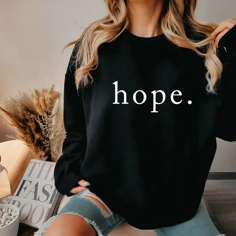 Women's Hope Letters Print Sweatshirt Ladies Travel Pullover Hoodies Luxury Designer Y2k Hooded Tops Fashion Oversize Streetwear