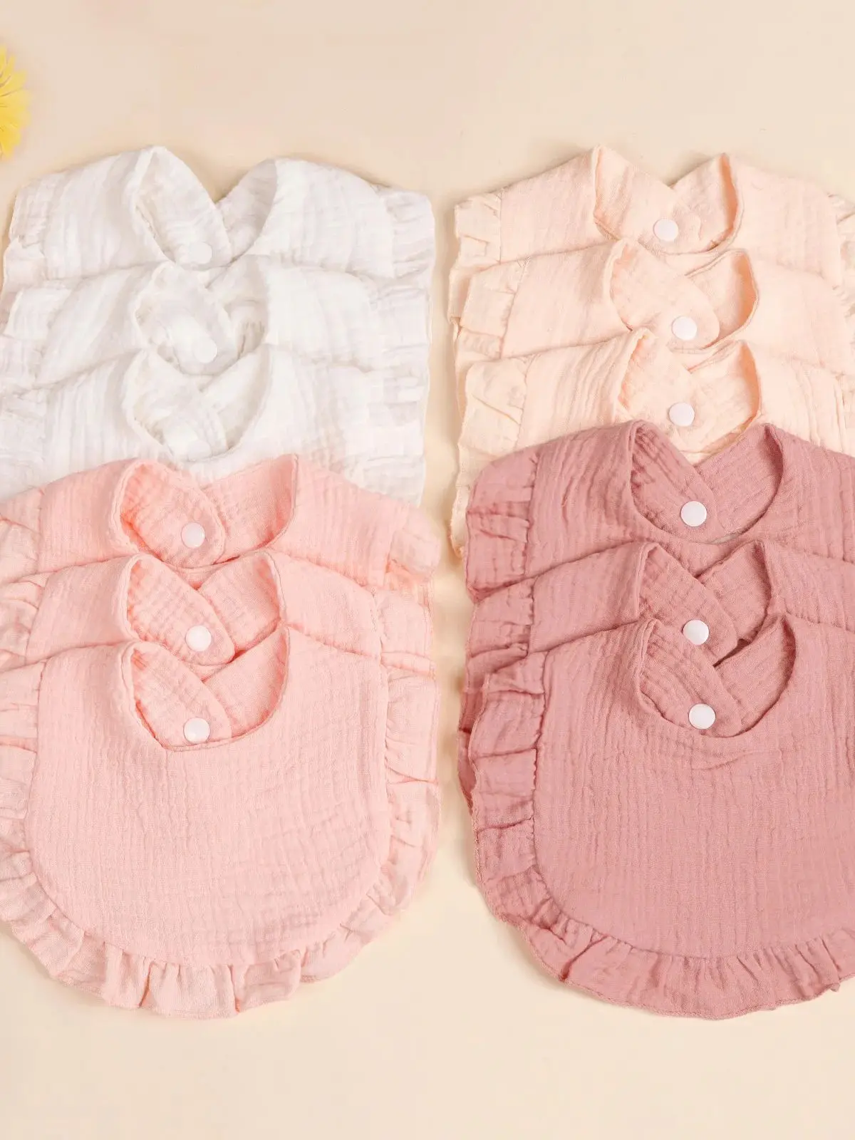 Ensemble de bavoirs à volants en coton solide pour nouveau-né, 3 pièces, bavoirs pour enfants, serviette de salive mignonne, accessoires en tissu pour bébé, offre spéciale