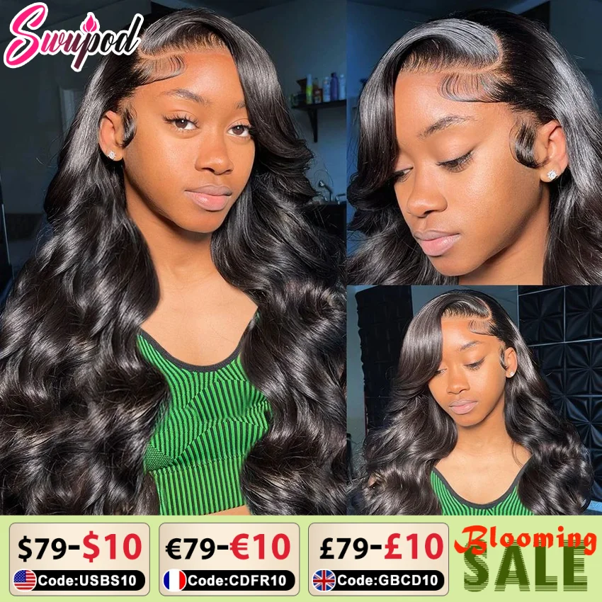 250% 360 Full Lace 13x6 HD Kant Frontale Pruik voor Vrouwen 13x4 Frant Zijdeachtig Body Wave Krullend Remy Menselijk haar Zwart Lijmloos PrePlucked