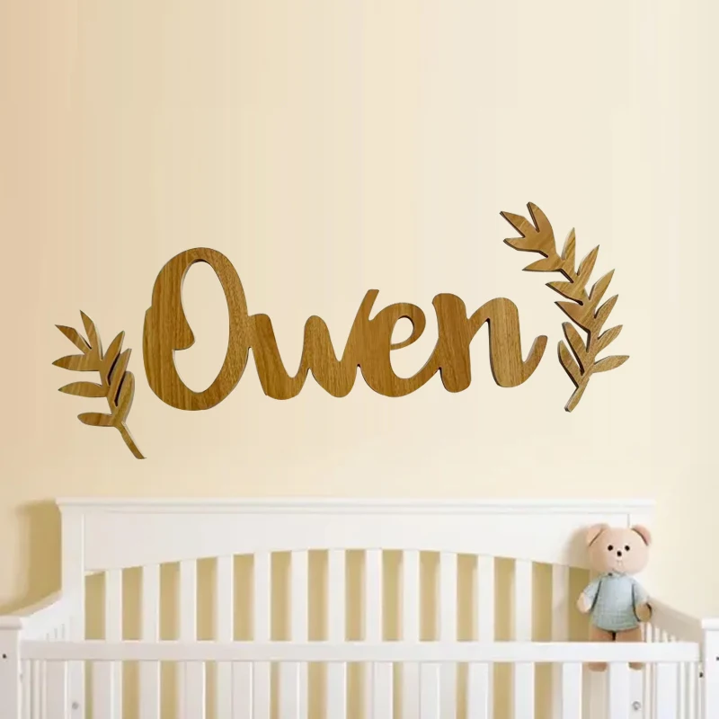 

Custom Wooden Nameplate Personalized Laser-Cut Nursery Wedding Decor Baby Shower Name Sign