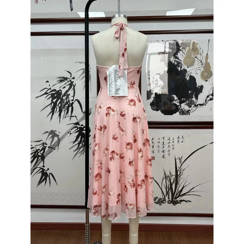 Bonny 2025 Floral Halter Long Dress - Sleeveless V Neck Backless A Line Summer Beach Holiday Sexy Elegant Bodycon Maxi Dress