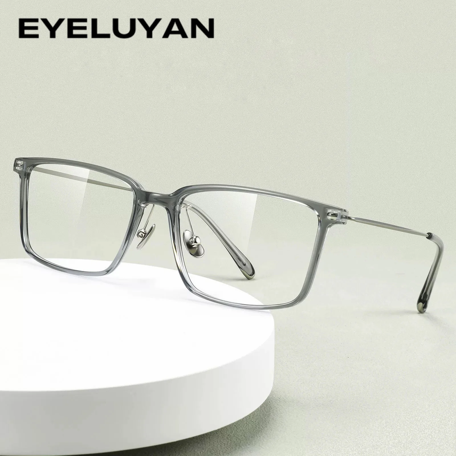 EYELUYAN Ultra Light TR90 Eyewear Frame For Men Transparent Gray Square TR90 Front Prescription Glasses Spectacle Frames H0068