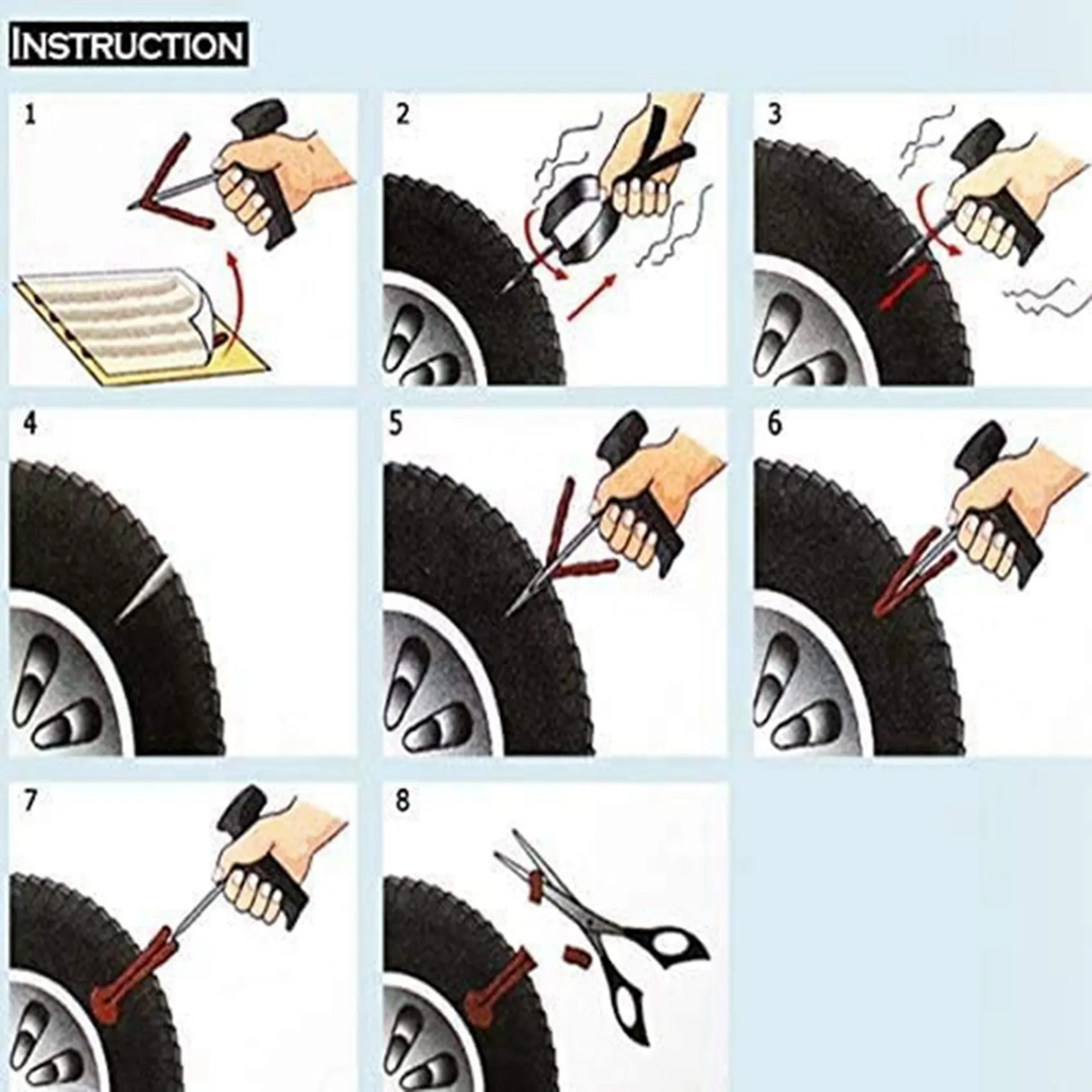 200PCS Car Tubeless Tire Puncture Repair Tool Rubber Strips Stiring Plug Garage Seal Patch For Tyre Maintenan Universal-N37R