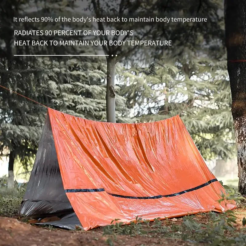 خيمة مثلثة محمولة من طبقة واحدة من الألومنيوم - مأوى نوم حراري مؤقت بسيط لتخفيف الكوارث في الهواء الطلق/التخييم #1