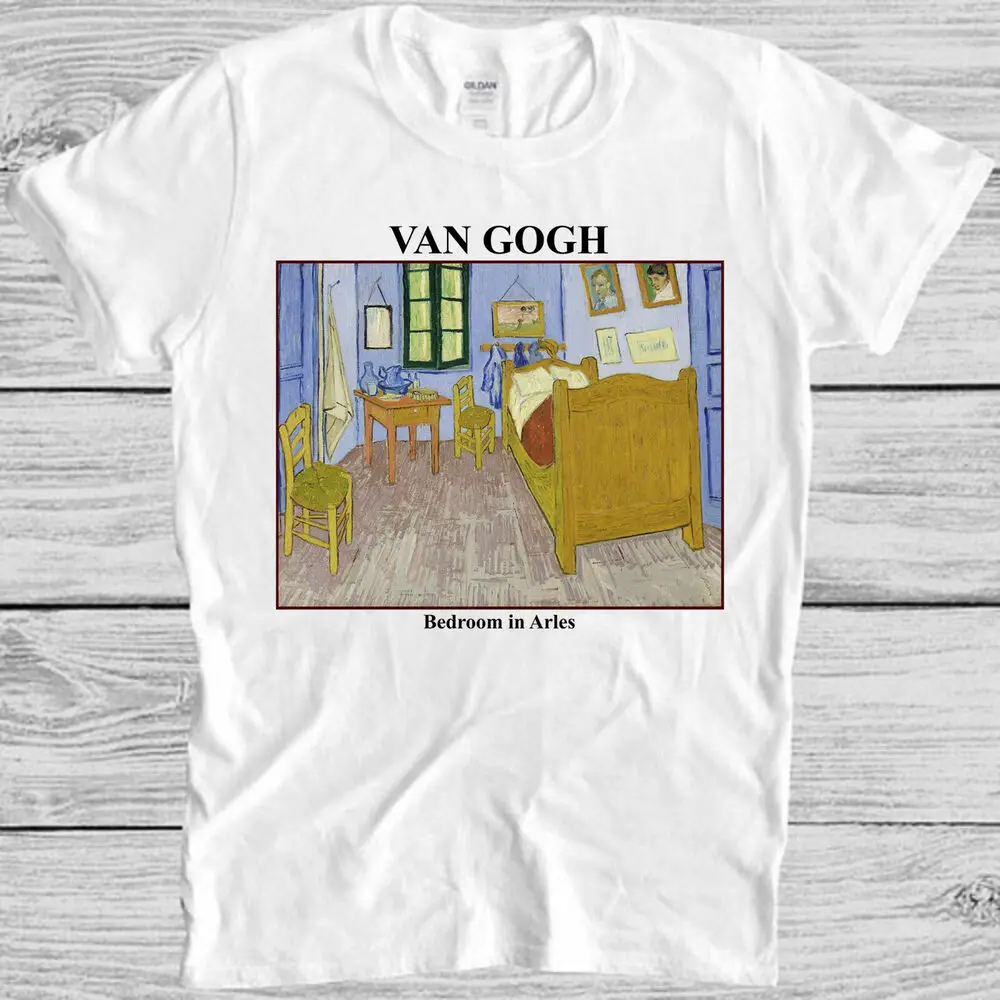 Van Gogh Bedroom in Arles Art Drawing Meme Gamer Movie Gift Tee T Shirt   Tees Y2K tops Unisex Summer Short Sleeve