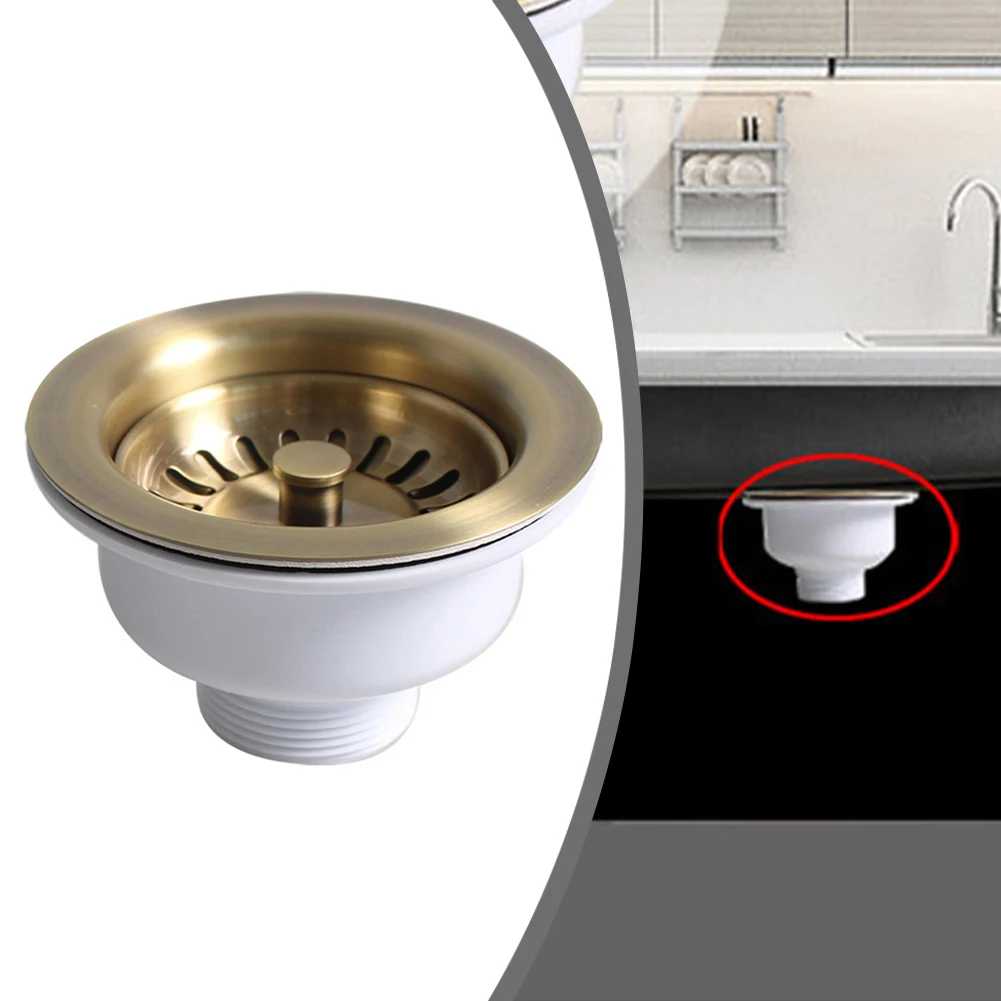 Accesorio de apertura de fregadero Adaptable, fácil instalación, cesta de fregadero de cocina, colador dorado y blanco