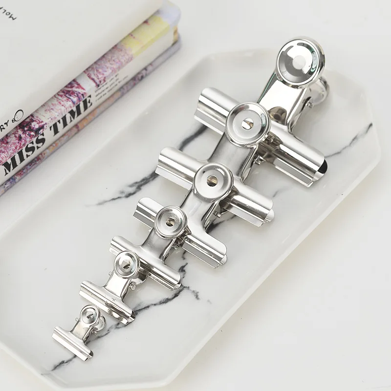 

1000Pcs/Lot 22/31/38/50mm Round Metal Grip Clips Rose Gold Bulldog Clip Stainless Steel Ticket Paper Clip For Tags Bags Office