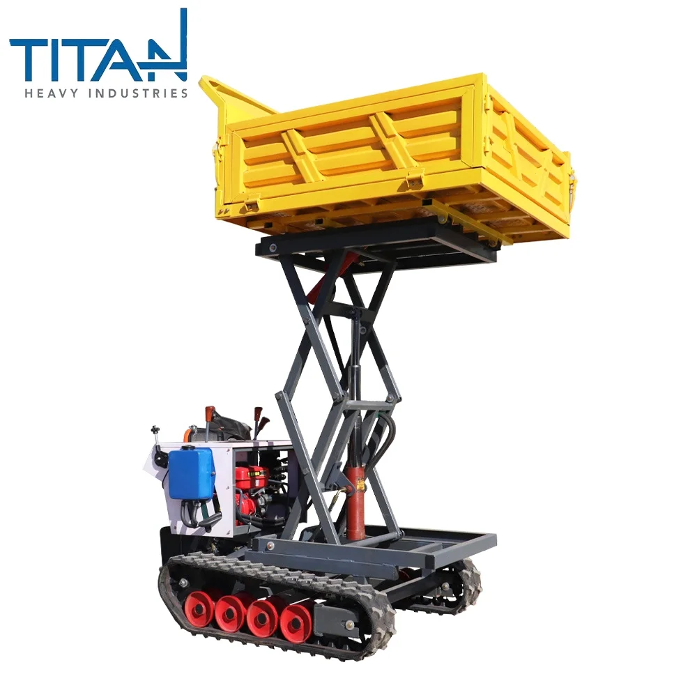Tracks Mini Dumper Truck 800Kg 2 Ton 1 Ton Crawler Dumper Mini Transporter Zelfladende Mini Dumper Prijs