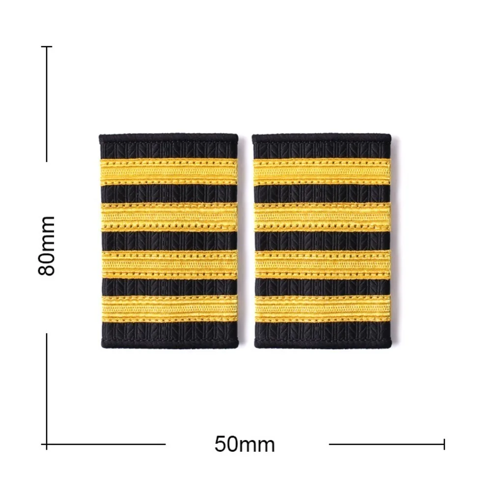 1 Pair Professional Pilot Uniform Epaulets Fabric Gold Stripe Shoulder Badges Hot Sell Metal Wire Woven Tape