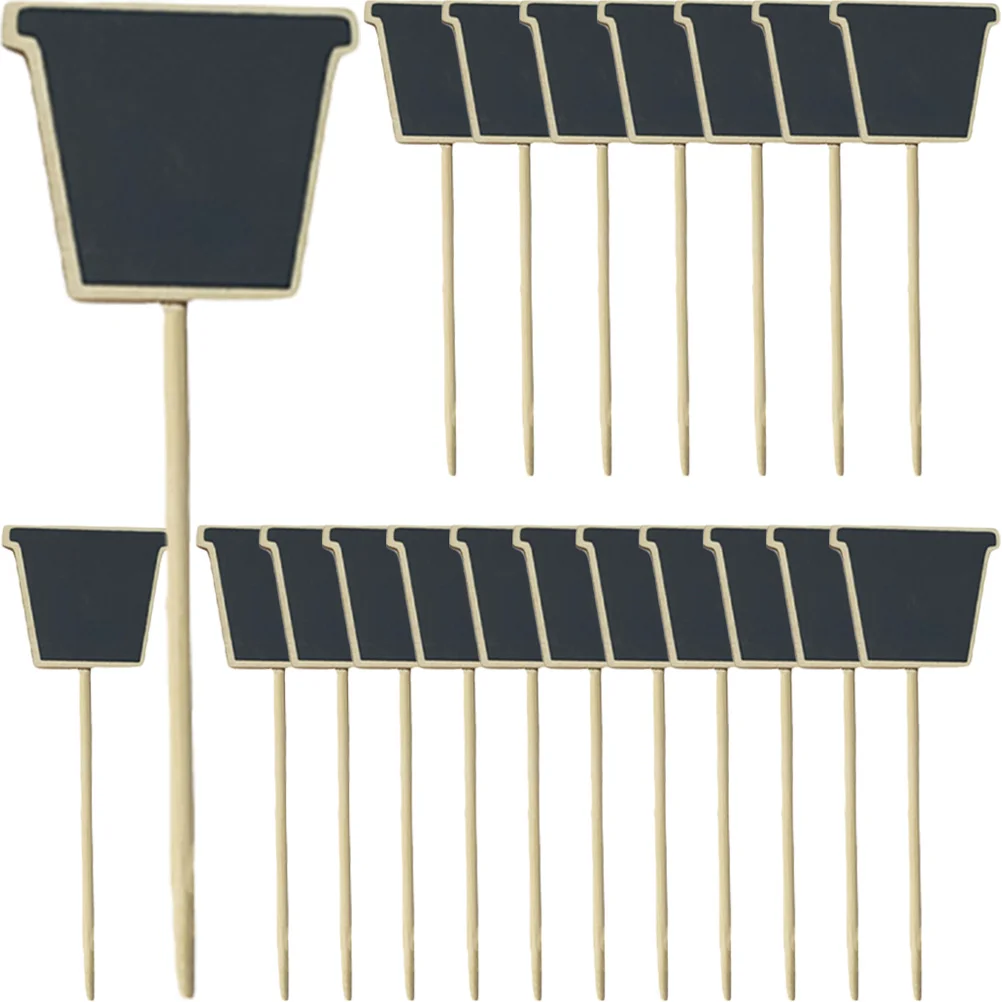 20Pcs Message Insert Plates Wooden Mini Chalkboard Signs for Plant Label Stakes Food Buffet Party Decor Garden Markers