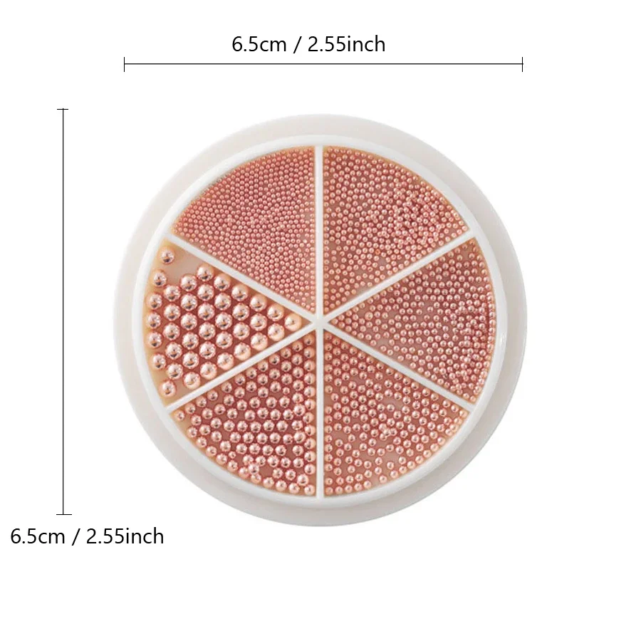 Set di perline metalliche miste 6 in 1 per la decorazione di nail art, perline di caviale per unghie 0,8-1,5 mm gioielli di design 3D