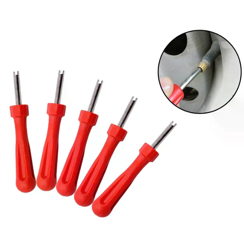 Tire Valve Core Removal Tools Wrench Plastic Handle Iron Plated Wrench Core Repair Hand Tool for Car Bike Bicycle Motorcycle