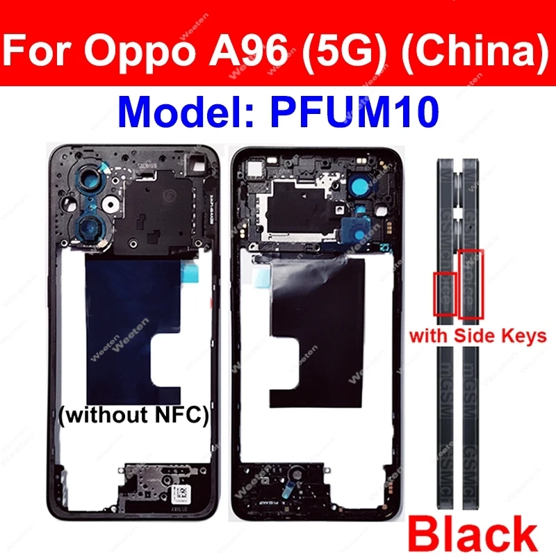 Middle Frame Housing For OPPO A96 4G 5G China Middle Housing Holder Cover with Side Button Repair Parts