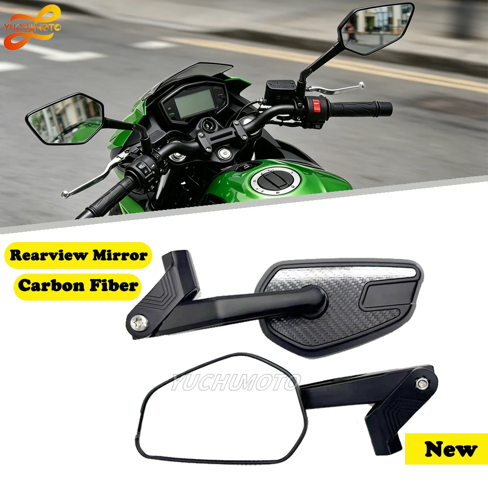 

Carbon Fiber New For KA/WASAKI For Z800 Z1000 Z1000R Z1000SX M8/M10 Universal Adjustabale Rearview Mirror Side Rear View Mirrors