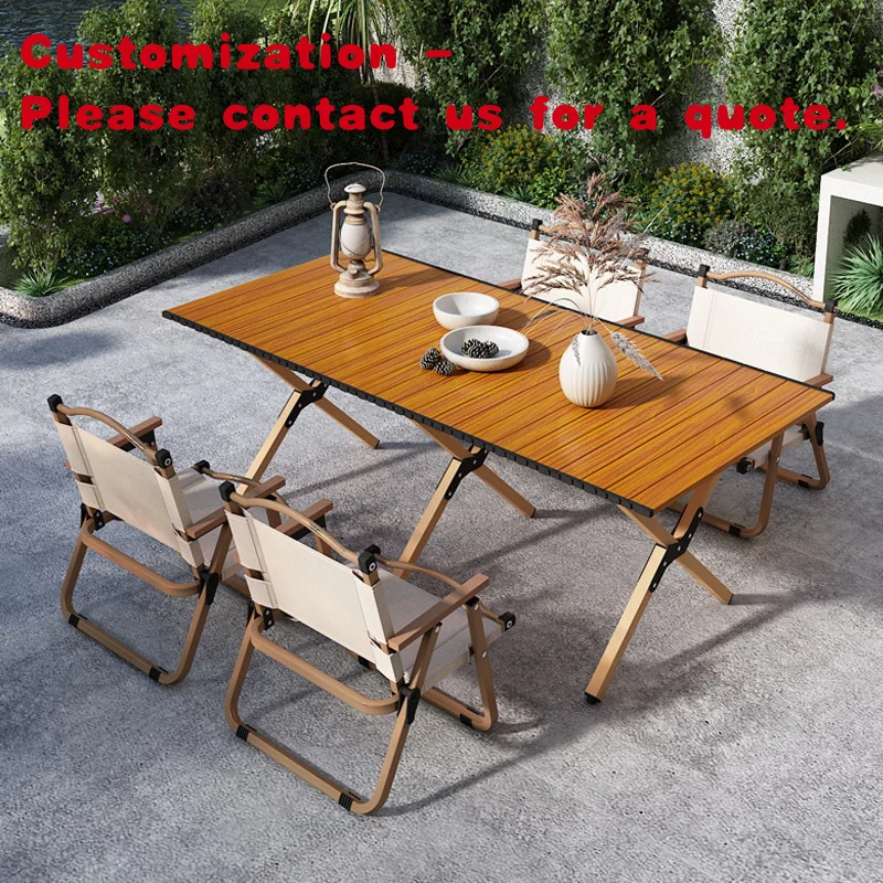 

custom.Personalized Outdoor Folding Carbon Steel Roll Table Chair Camping Set Picnic Camping Chairs with Table