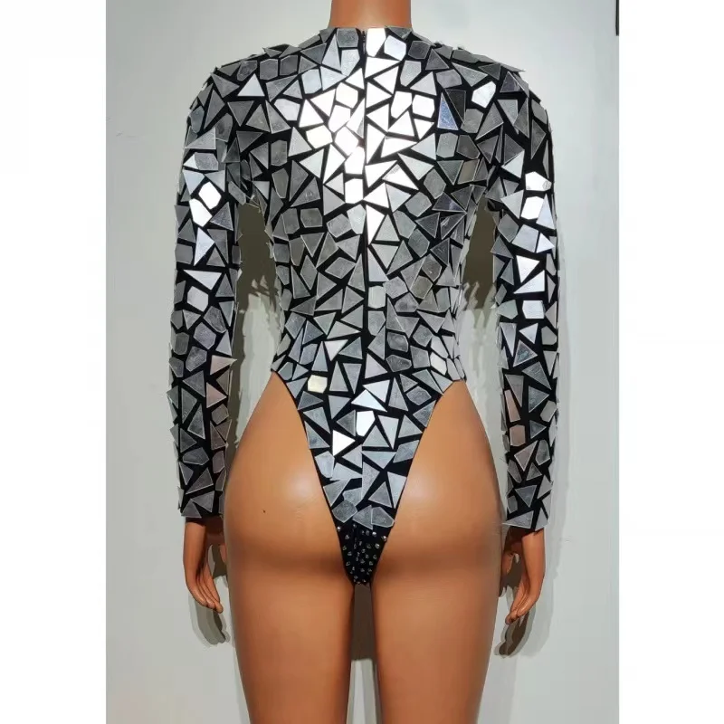 Rood Blauw Goud Zilver Spiegel Pailletten Kostuums Sexy Strass Bodysuit Festival Outfit Bar Nachtclubzangeres Stadium Pole Dance Wear