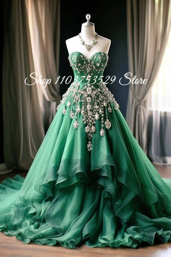 

Customized Gorgeous Strapless Prom Dress Sweetheart Neckline Corset Gown Hunter Green 2026 New Prom Dress Graduation Prom Dress