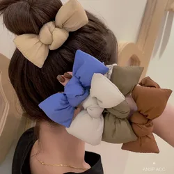 2023 Keep Warm Solid Color Knotted Bow Hairband  Elastic Hair Bands for Girls Handmade Large Size Bow-knot Rubber Band Hair Ties