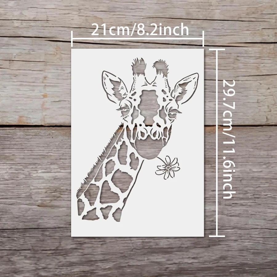 1PC Giraffe Stencil 29.7×21cm Reusable Animal Painting Template for Wall, Fabric, Canvas and Furniture Decoration