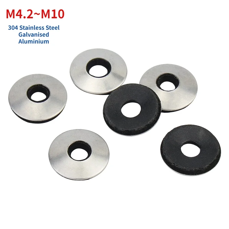 Waterproof Washers EPDM Anti-skid Washers Drill Tail Gasket Composite Sealing Washers Plain 304 Stainless/Aluminium/Carbon Steel