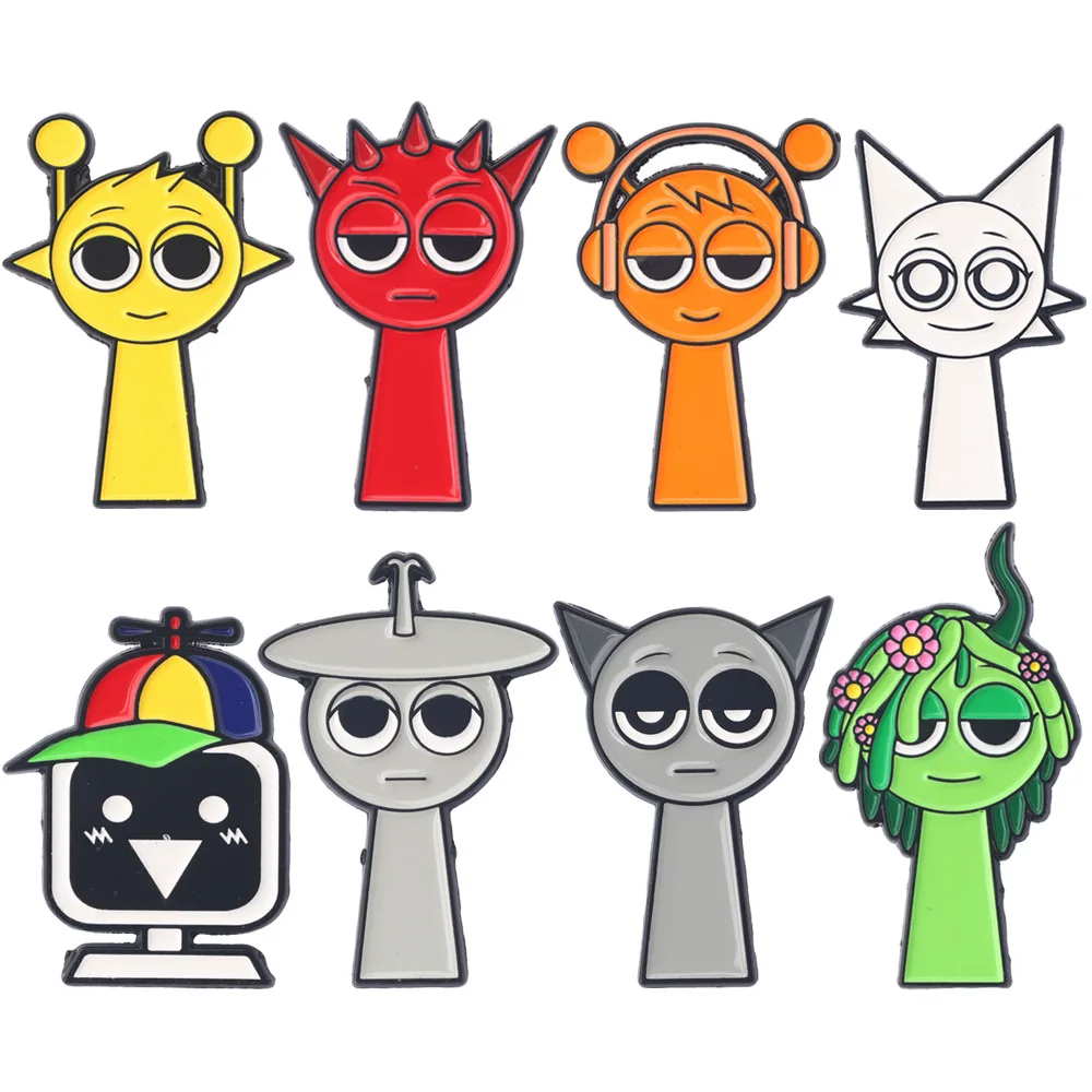 8pcs/set Game Sprunki Enamel Pin Cartoon Brooches For Women Lapel Pins Badge on Backpack Costume Accessories Gifts for Friends