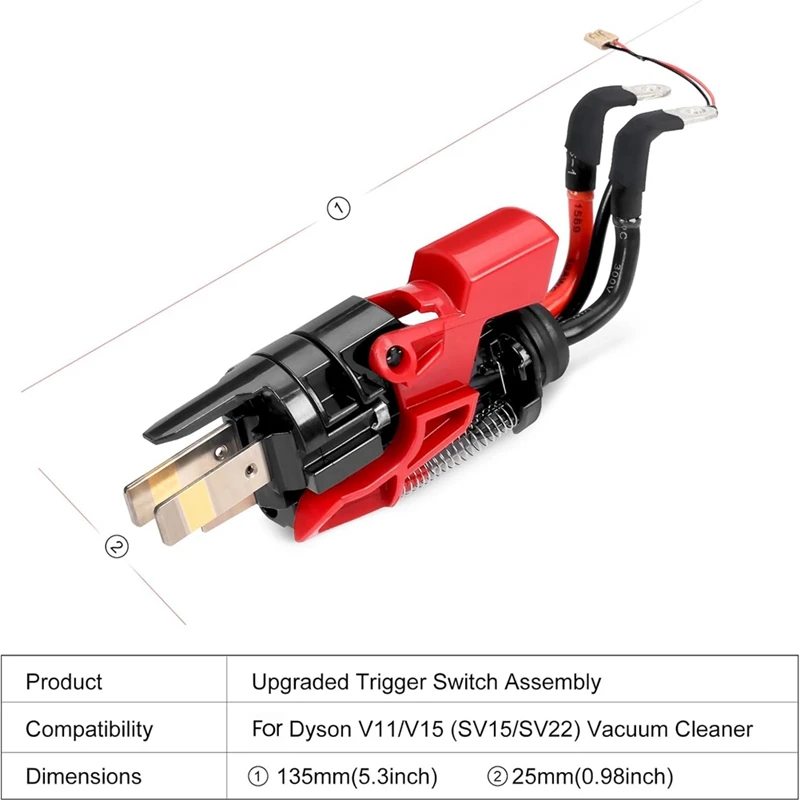 Substituição do conjunto do interruptor de gatilho A86I-V15 para Dyson V15 SV22 SV28, aspirador de pó, peças de reposição do botão liga / desliga