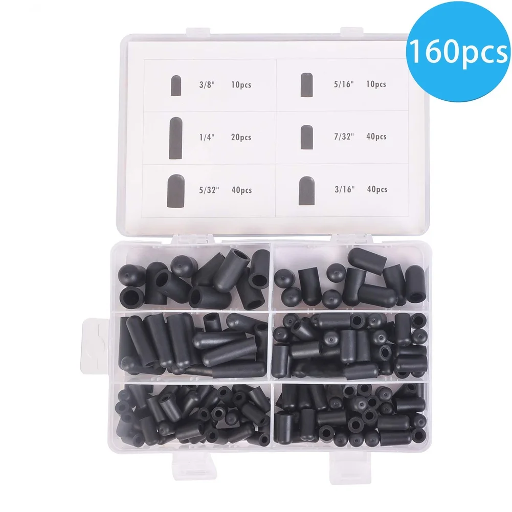 

80-160 шт. Черная резиновая вакуумная пыль для колпачков — Ассортиментный комплект для автомобильных клапанов и портов карбюратора, разные размеры, пылезащитное уплотнение