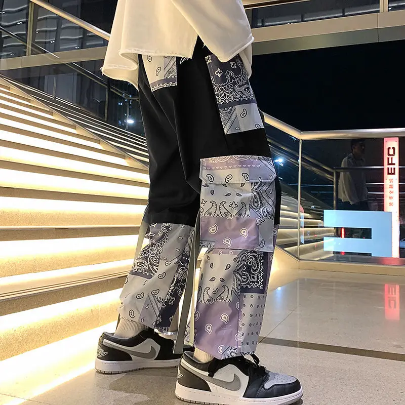 2022 Harem Joggers Men 'S Cargo กางเกง Streetwear Hip Hop ลำลองกระเป๋าริบบิ้น Sweatpants ชาย Harajuku แฟชั่นกางเกง5XL