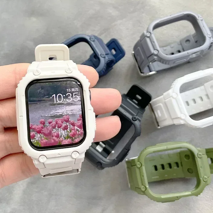 Gehäuseband für Apple Watch Ultra 49 mm 45 mm 44 mm 41 mm 40 mm Silikonband für Iwatch Serie 8 7 6 Se 5 4 Schutzhülle Armband